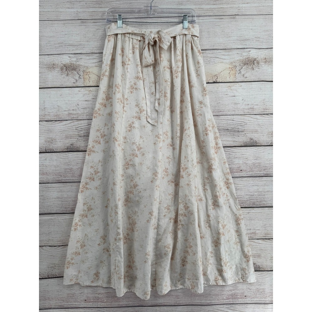 Reformation Cream Floral Maxi Skirt 100% Linen